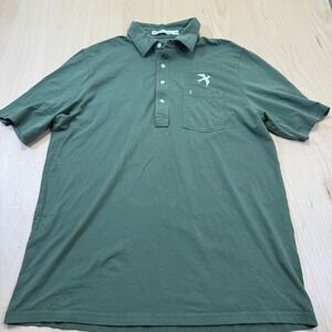 CRIQUET Mens Green Short Sleeve Golf Polo Shirt Bird Logo Pocket Size‎ L